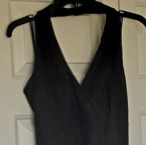 Angie Black Sleeveless V-Neck Sheath Midi Dress